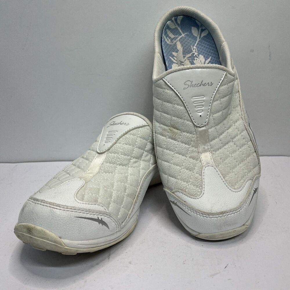 Skechers Arch Fit Commute Women Sz 6.5 Comfort Slip On Shoes WHITE Walking Clog